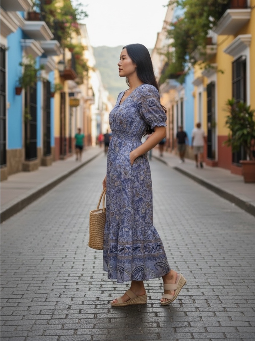Gorgeous Hayden Lavender Blue Floral Paisley Midi Dress!